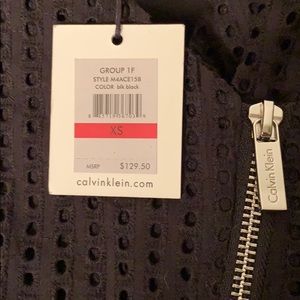 Calvin Klein Women's Jacquard Asymmetrical Zip Hooded Jacket Sand Size Large